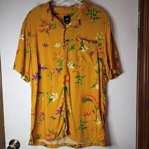 Vans Off The Wall Yellow Floral Button Up Shirt Men's Medium